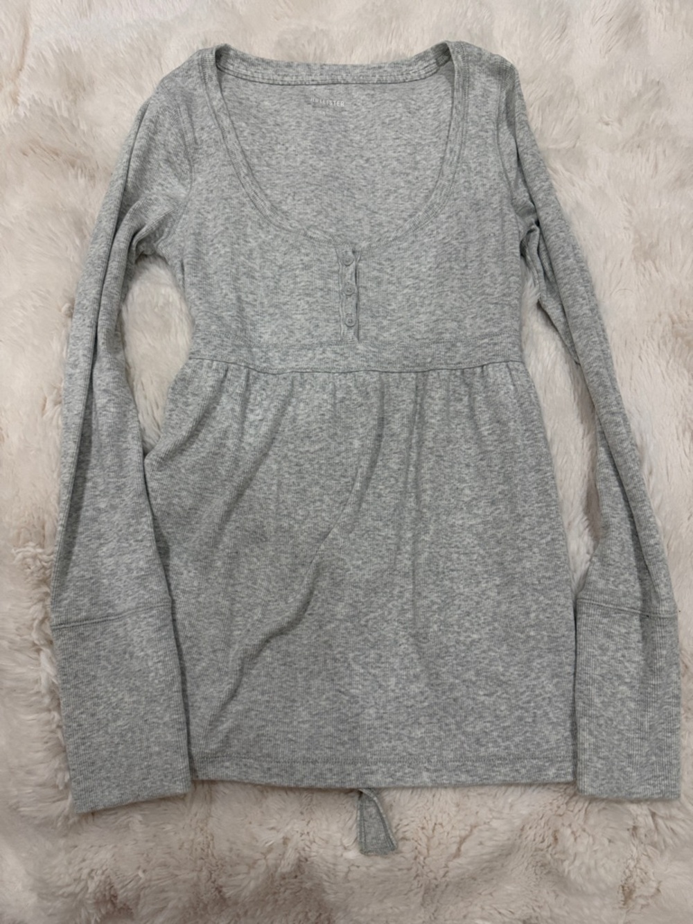 Hollister Heather Gray Ribbed Crew Tee